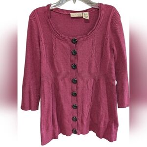 DKNY Jeans Burgundy Cardigan with Black Buttons